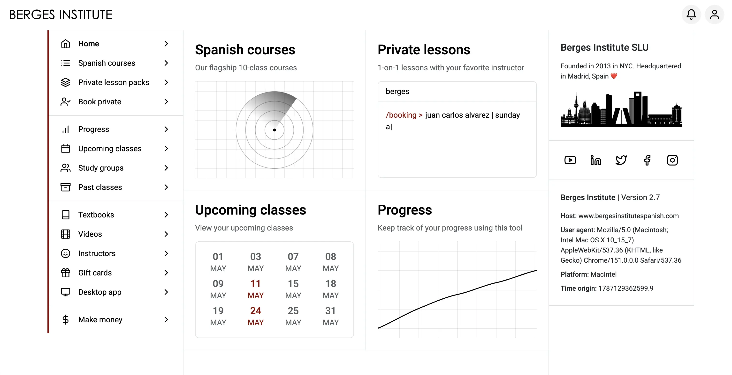 The Berges Institute web app